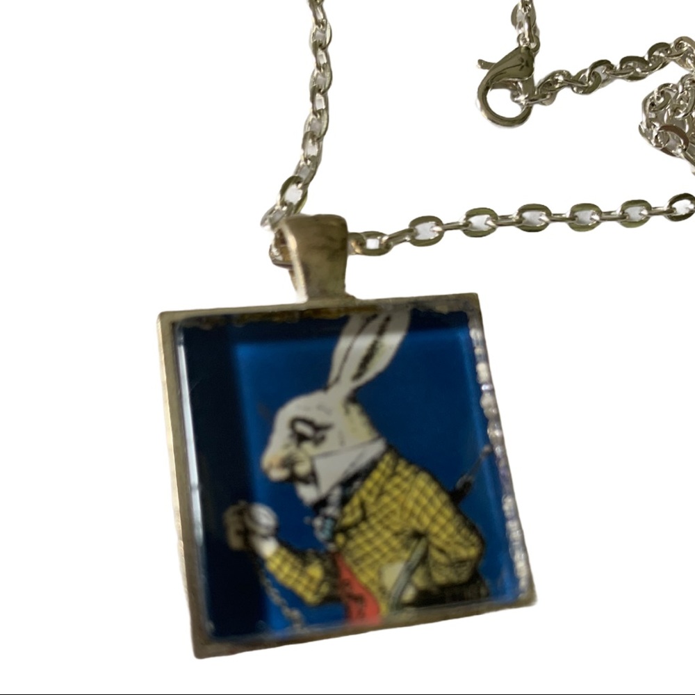 White rabbit necklace late for tea